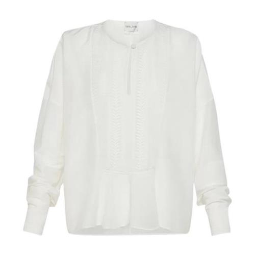 Forte Forte Bomulls- och silkeskjorta med georgette plastron White, Da...