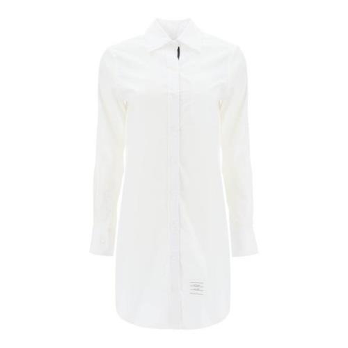 Thom Browne Kort knapp-ned skjortklänning White, Dam