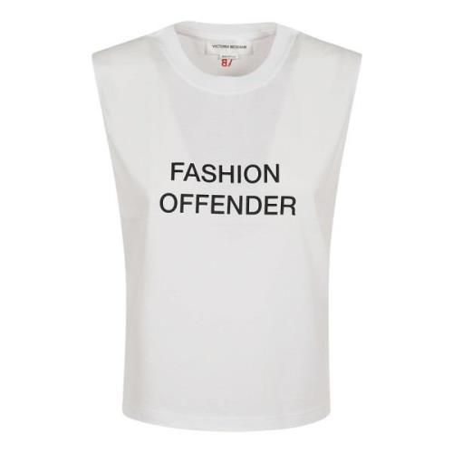 Victoria Beckham Modebrottsling Slogan Tank Top White, Dam