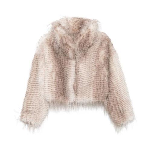 Blugirl Faux-Fur Klassisk Krage Kappa Multicolor, Dam