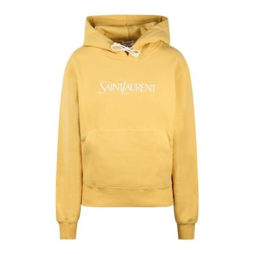 Saint Laurent Borstad Bomull Oversized Hoodie Fw24 Yellow, Dam