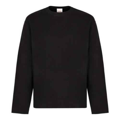 Calvin Klein Räfflad crew-neck tröja med sidslitsar Black, Herr