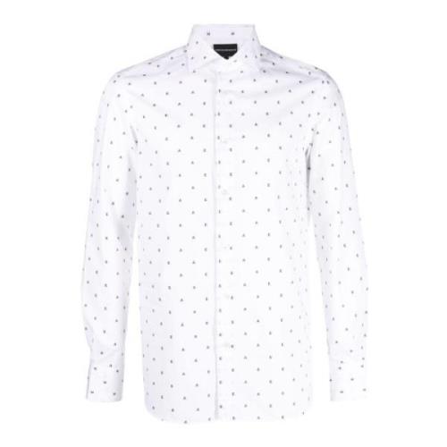 Emporio Armani Bomull Regular Fit Skjorta med Logo White, Herr