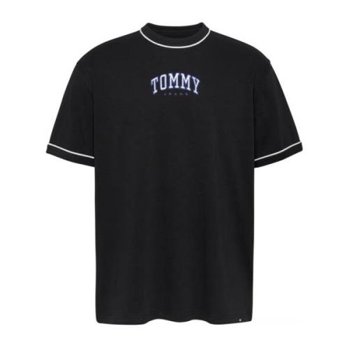 Tommy Jeans Svart Logotyp Bomull T-shirt Black, Herr