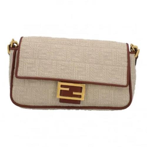 Fendi Vintage Pre-owned Laeder crossbodyvskor Beige, Dam