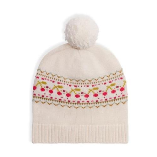 Bonpoint Intarsia Stickad Pompom Beige Mössa Beige, Dam