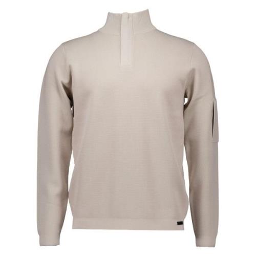 Genti Turtle Zip Sweater Beige Beige, Herr