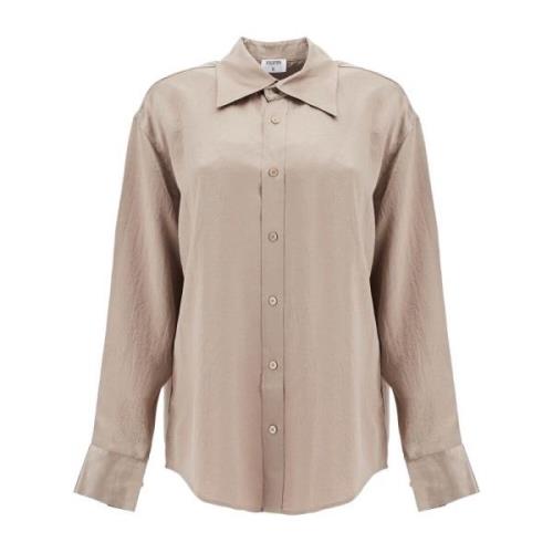 Filippa K Rynkad Satin Skjorta Brown, Dam