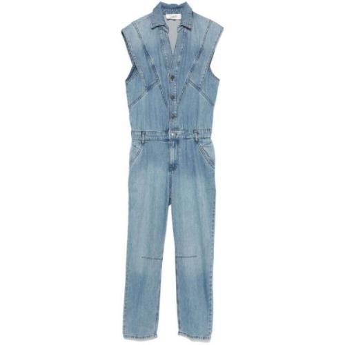 Ba&Sh Denim Jumpsuit med Panel Design Blue, Dam