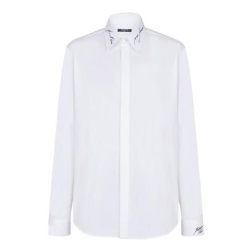 Balmain Poplinskjorta med broderad krage White, Herr