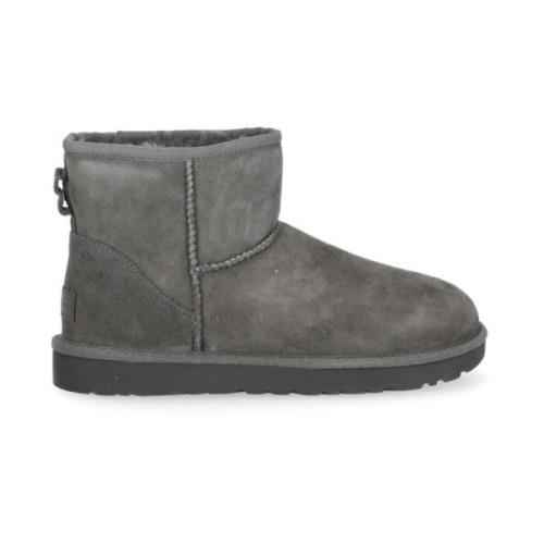 UGG Grå Mocka Ankelboots Fårskinn Foder Gray, Dam