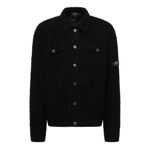 Carlo Colucci Lyxig Stickad Blouson med Gyllene Tryck Black, Herr