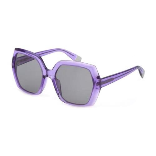 Furla Lila Urskiva Grå Glas Solglasögon Kvinnor Purple, Dam