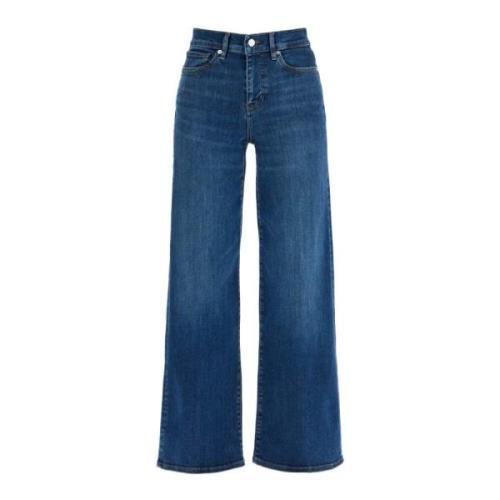 Frame Högmidjade vida ben cropped jeans Blue, Dam