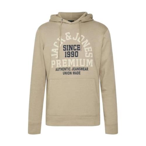 Jack & Jones Beige Bomull Polyester Hoodie med Logo Beige, Herr