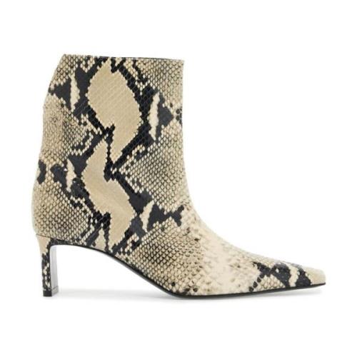 Khaite Pythonläder Ankelboots med V-Cut Gray, Dam