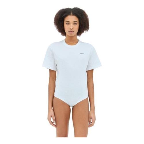 Coperni Crewneck Bodysuit med Logo Print White, Dam