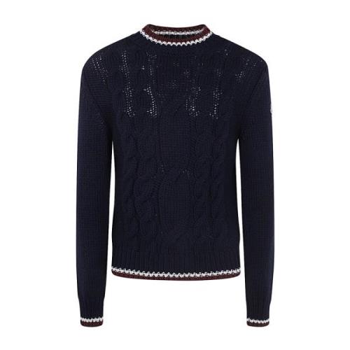 Moncler Blå Rund Hals Tricot Tröja Blue, Herr