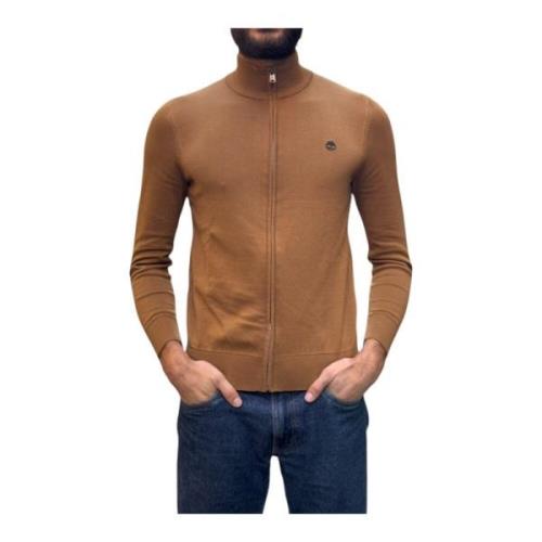 Timberland Ekologisk Bomull Dragkedja-Front Cardigan Brown, Herr