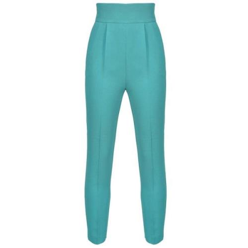 Pinko Teal Green Stretch-Crêpe Natalia Byxor Green, Dam