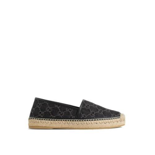 Gucci GG Denim Espadrilles Slip-On Skor Black, Dam