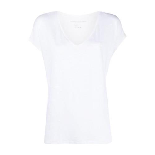 Majestic Filatures Mjuka V-ringade vita T-shirts och Polos White, Dam