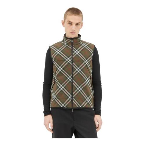 Burberry Rutig Vadderad Gilet med Oversized Fickor Green, Herr