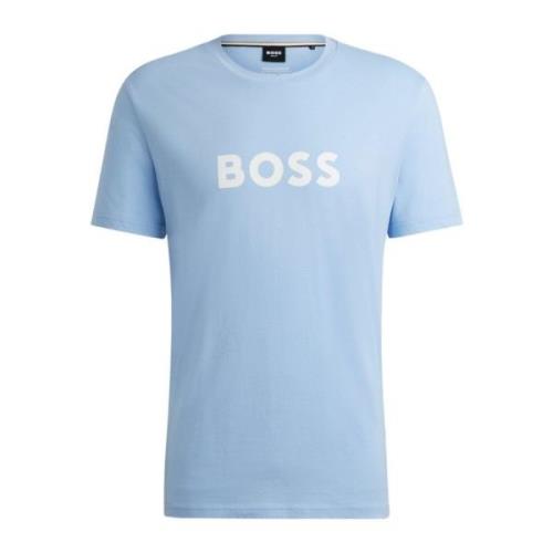 Hugo Boss Herr Logotyp Tryck Bomull T-shirt Blue, Herr