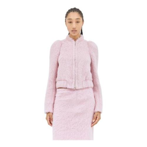 Dries Van Noten Fluffy Wool Blend Casual Jacket Pink, Dam