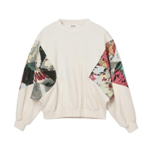 Desigual Blommigt Sweatshirt Beige, Dam