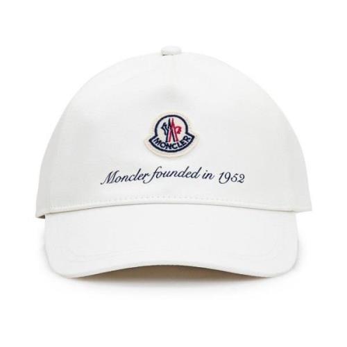 Moncler Vit Bomull Logo Hatt White, Herr