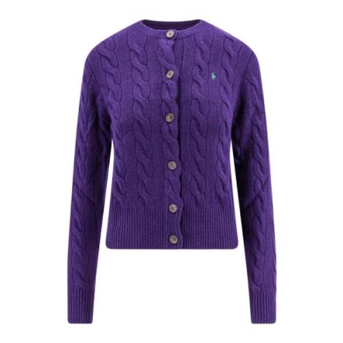 Polo Ralph Lauren Broderad Logotyp Ull Kashmir Kofta Purple, Dam