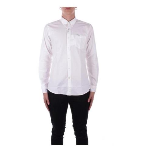 Barbour Vit Logotyp Fram Knapp Skjorta White, Herr