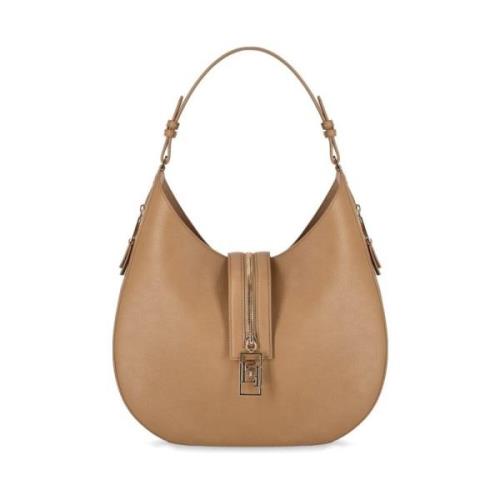 Elisabetta Franchi Kamel Dragkedja Hobo Axelväska Beige, Dam