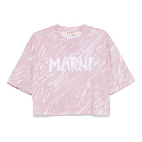 Marni Rosa Scribble Logo T-shirt Pink, Dam