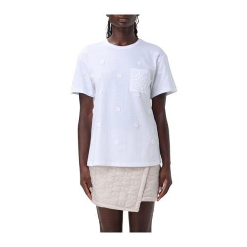 Twinset Broderad T-shirt med Applikationer White, Dam