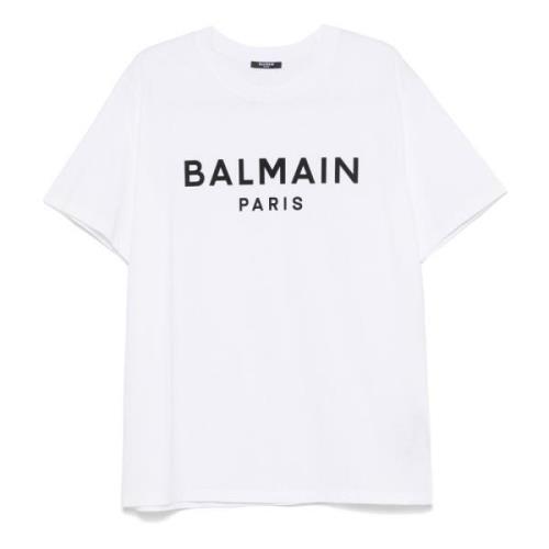 Balmain Stilren Monokrom T-shirt White, Herr