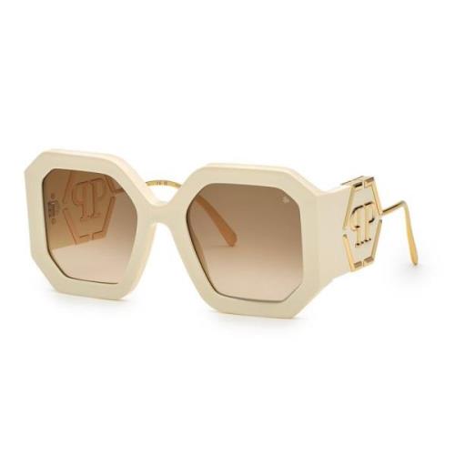 Philipp Plein Vit Acetat Solglasögon Degraded Brun Beige, Dam