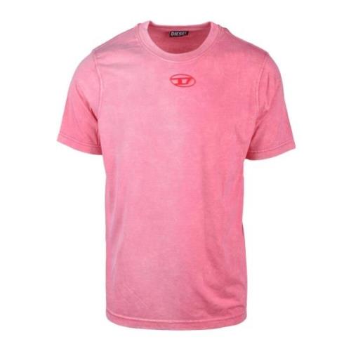 Diesel Avslappnad T-shirt med Polyester-Bomullsblandning Pink, Herr