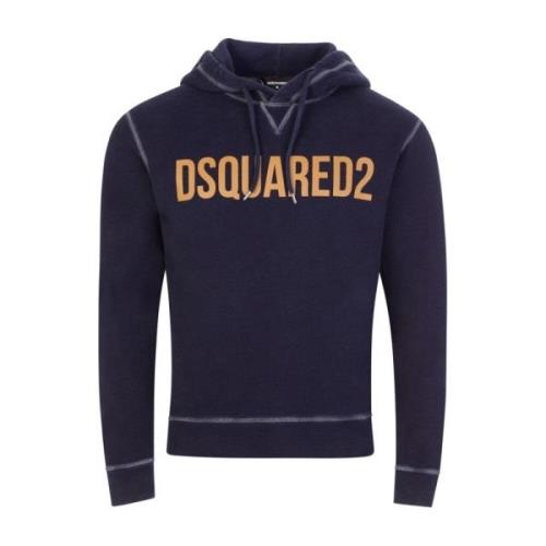 Dsquared2 Blå Bomullssweatshirt med Huva Blue, Herr