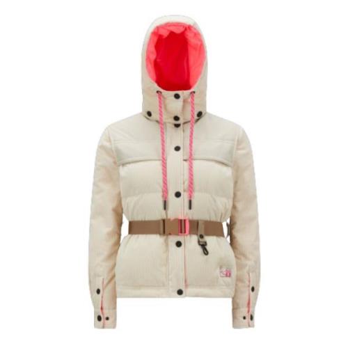 Moncler Kort Pufferjacka med Avtagbara ärmar Beige, Dam