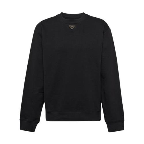 Prada Logo Plaque Sweatshirt Black, Herr