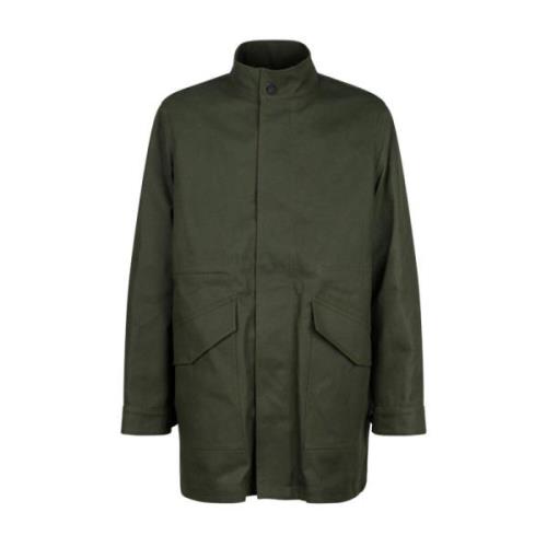 Maison Kitsuné Militärgrön Bomull Twill Parka Green, Herr