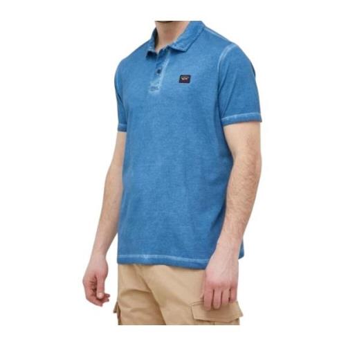 Paul & Shark Bomull Jersey Polo Skjorta Kort Ärm Blue, Herr