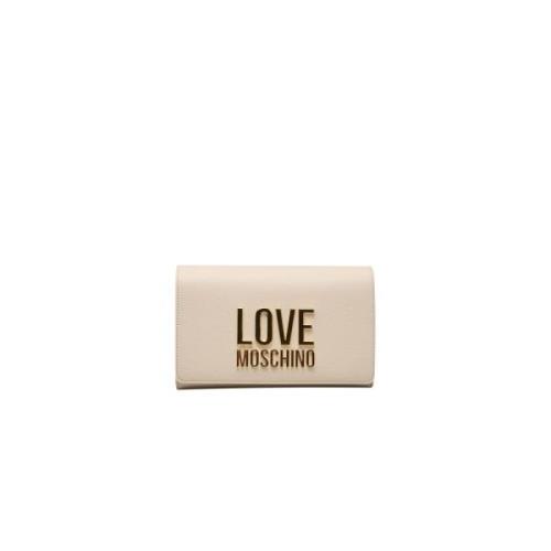 Love Moschino Snygg Beige Axelväska med Logotyp Beige, Dam