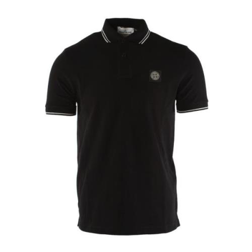 Stone Island Slim Fit Svart Polo Skjorta Black, Herr