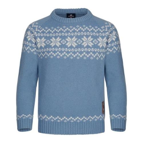 Gridarmor Kids' Snøkrystall Round Neck Ullgenser Light Blue/White