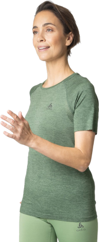 Odlo Women's T-shirt Crew Neck S/S Essential Seamless Loden Frost Mela...