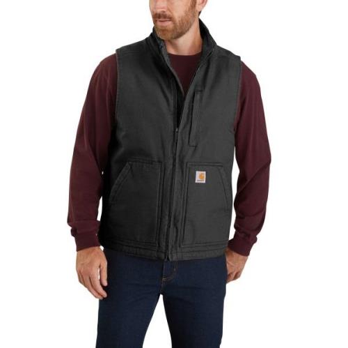 Carhartt Men's Washed Duck Lined Mock Neck Vest Black