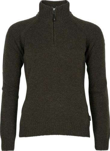 Pinewood Women's Värnamo T-Neck Sweater Dark Green Melange